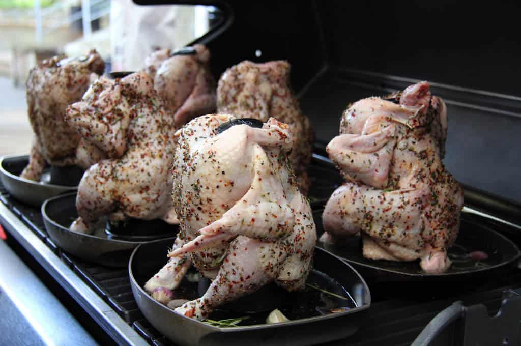 Professional grill workshop with whole chicken, marinated and prepared by yourself