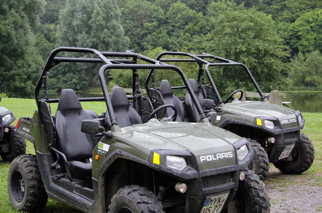 With PS and Polaris vehicles in the nature - Offroad company trip of the superlative