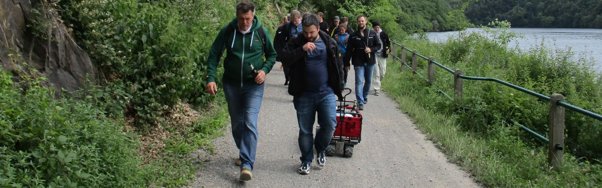 Handcart Tour of the Nibelungen through the Eifel. Company outing idea with history and action from b-ceed.