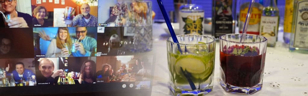 Virtual cocktail class with DJ party - remote team event with b-ceed
