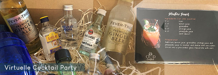 Cocktail boxes, gin boxes to send home or to the home office - Virtual Tasting Events from b-ceed