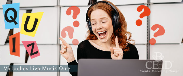 Virtual Quiz Show with Live Music for Teams - Teambuilding-Online with b-ceed