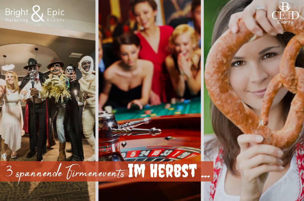 Three corporate events in autumn - Casino evening, Halloween party, Oktoberfest for companies - bright &amp; epic events, bceed eventagentur