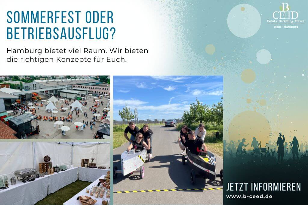 Sommerfest oder Betriebsasuflug in Hamburg? Was passt besser zu eurem Unternehmen? b-ceed: events in Hamburg