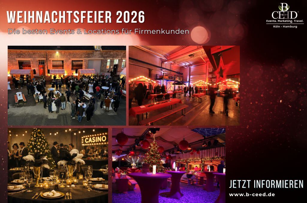 Weihnachtsfeier 2026 - die besten Locations und Events sowie Destinationen bei b-ceed